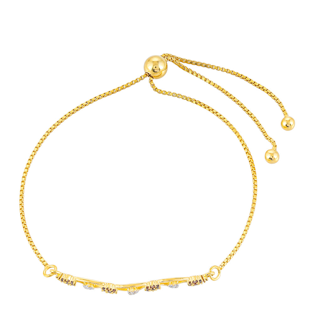 Pozlátený Strieborný Náramok s Červeným Diamantom a Bielym Diamantom