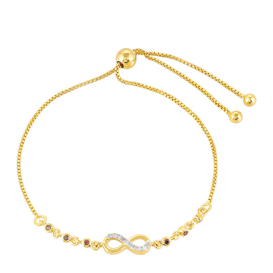 Pozlátený Strieborný Náramok s Červeným Diamantom a Bielym Diamantom