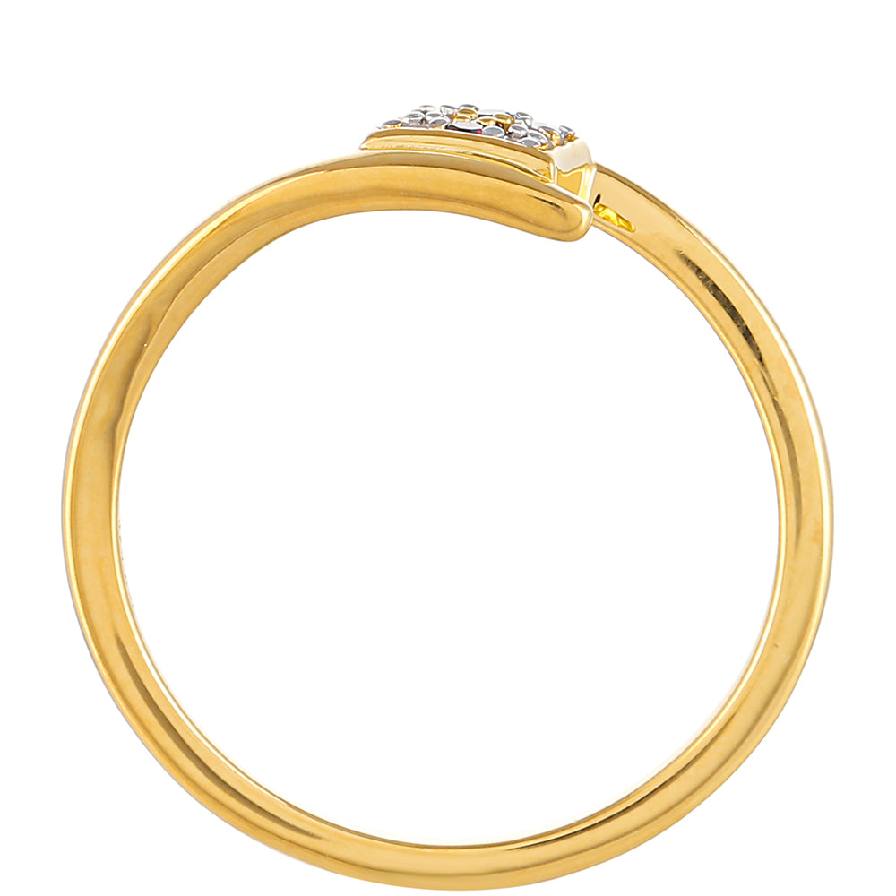 Pozlátený Strieborný Prsteň s Červeným Diamantom a Bielym Diamantom