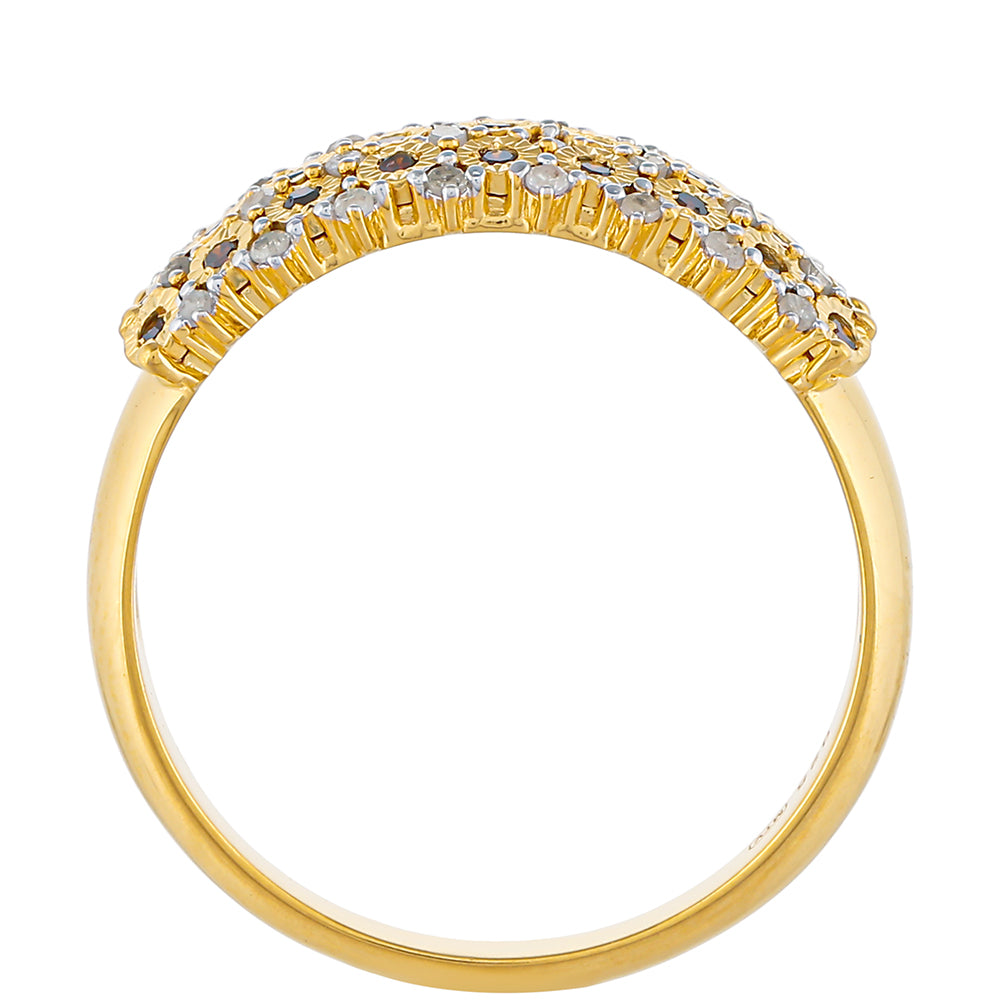 Pozlátený Strieborný Prsteň s Červeným Diamantom a Bielym Diamantom