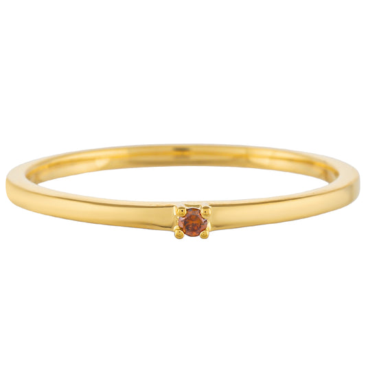 Pozlátený Strieborný Prsteň s Červeným Diamantom