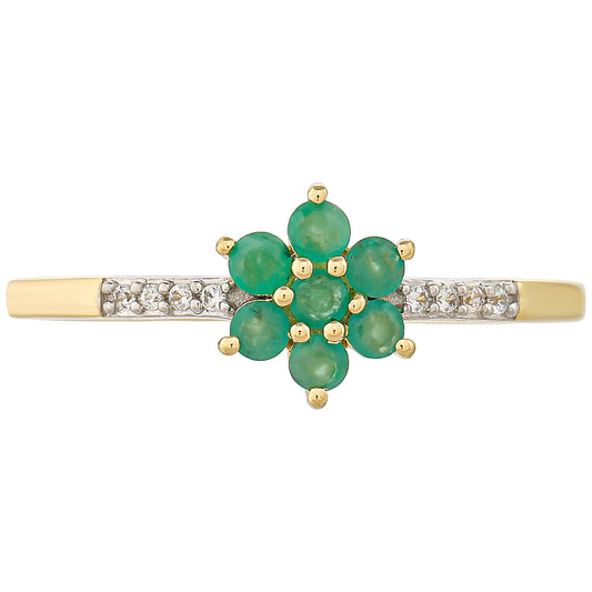 Zlatý Prsteň s Brazílskym Smaragdom a Prírodným Zirkonom