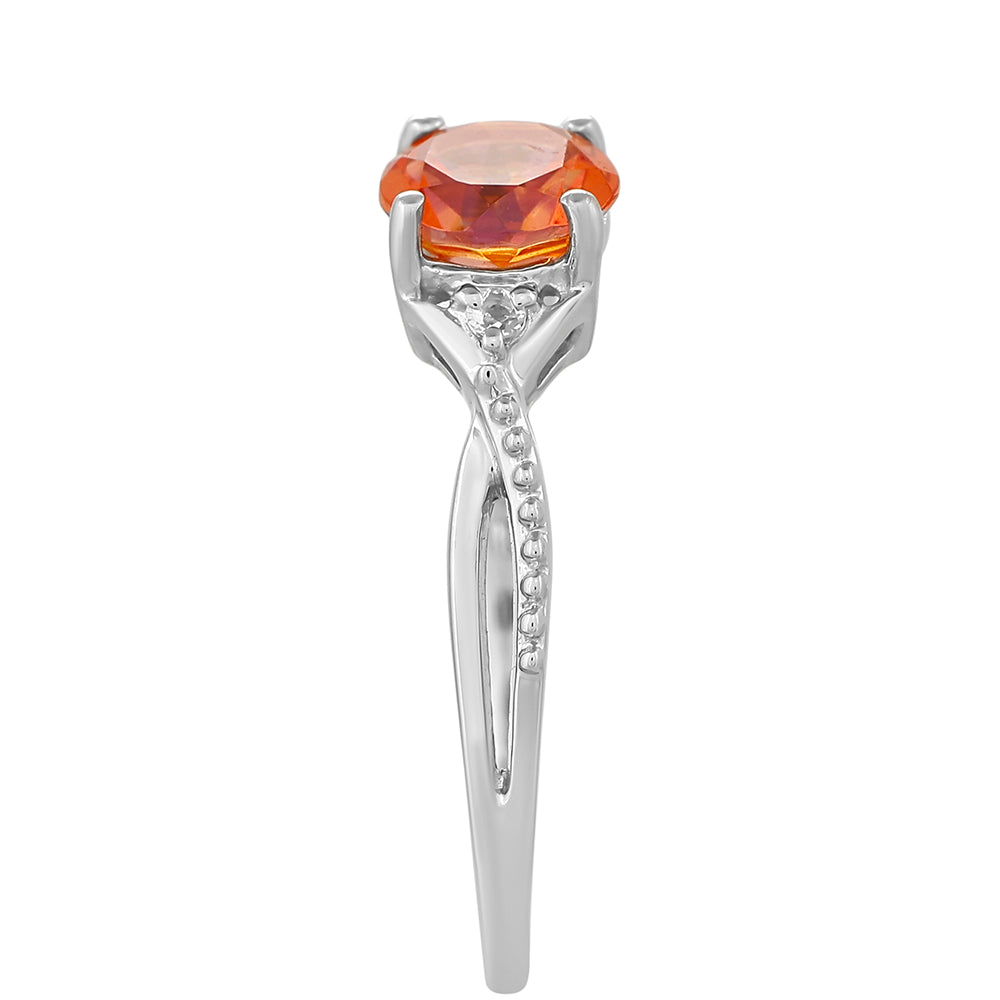 Strieborný Prsteň s Padparadscha Kremeňom a Bielym Topásom 3