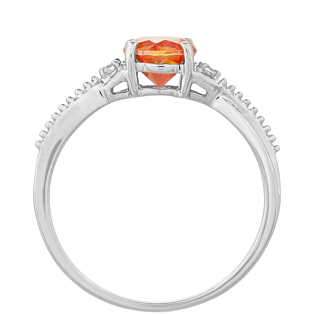 Strieborný Prsteň s Padparadscha Kremeňom a Bielym Topásom 4