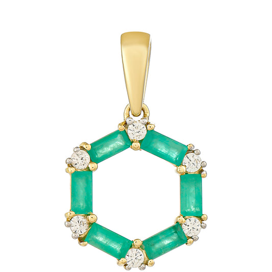 Zlatý Prívesok s Brazílskym Smaragdom a Prírodným Zirkonom