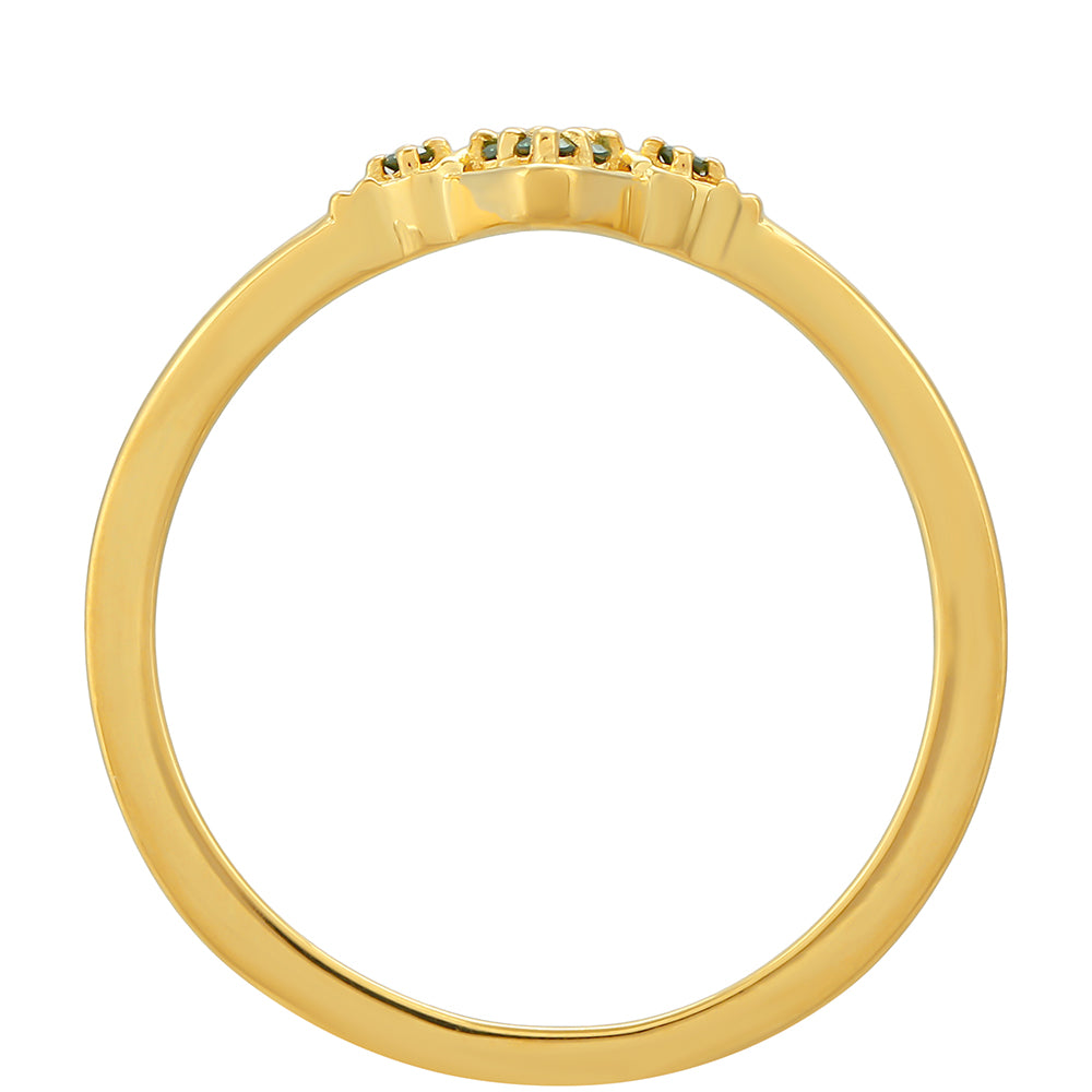 Pozlátený Strieborný Prsteň s so Zeleným Diamantom