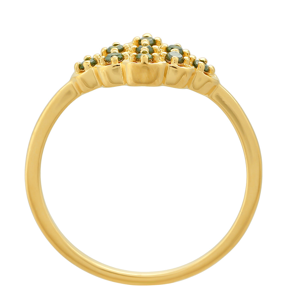 Pozlátený Strieborný Prsteň s so Zeleným Diamantom