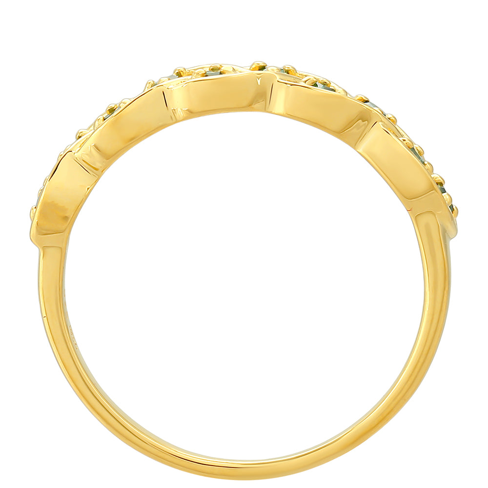 Pozlátený Strieborný Prsteň s so Zeleným Diamantom