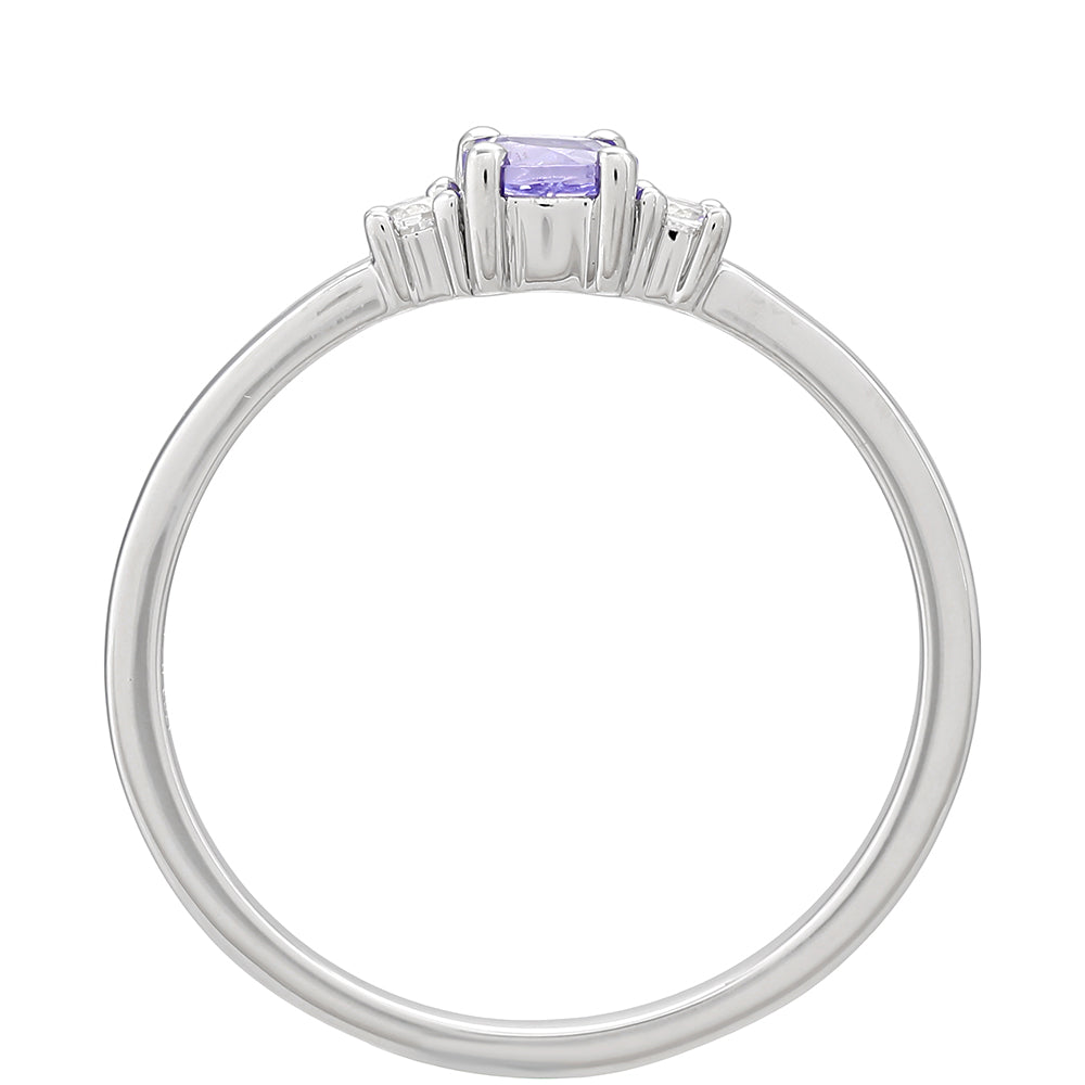 Strieborný Prsteň s AAA Tanzanitom a Bielym Topásom