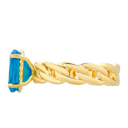 Pozlátený Strieborný Prsteň s Etiópskym Paraiba Modrým Opálom