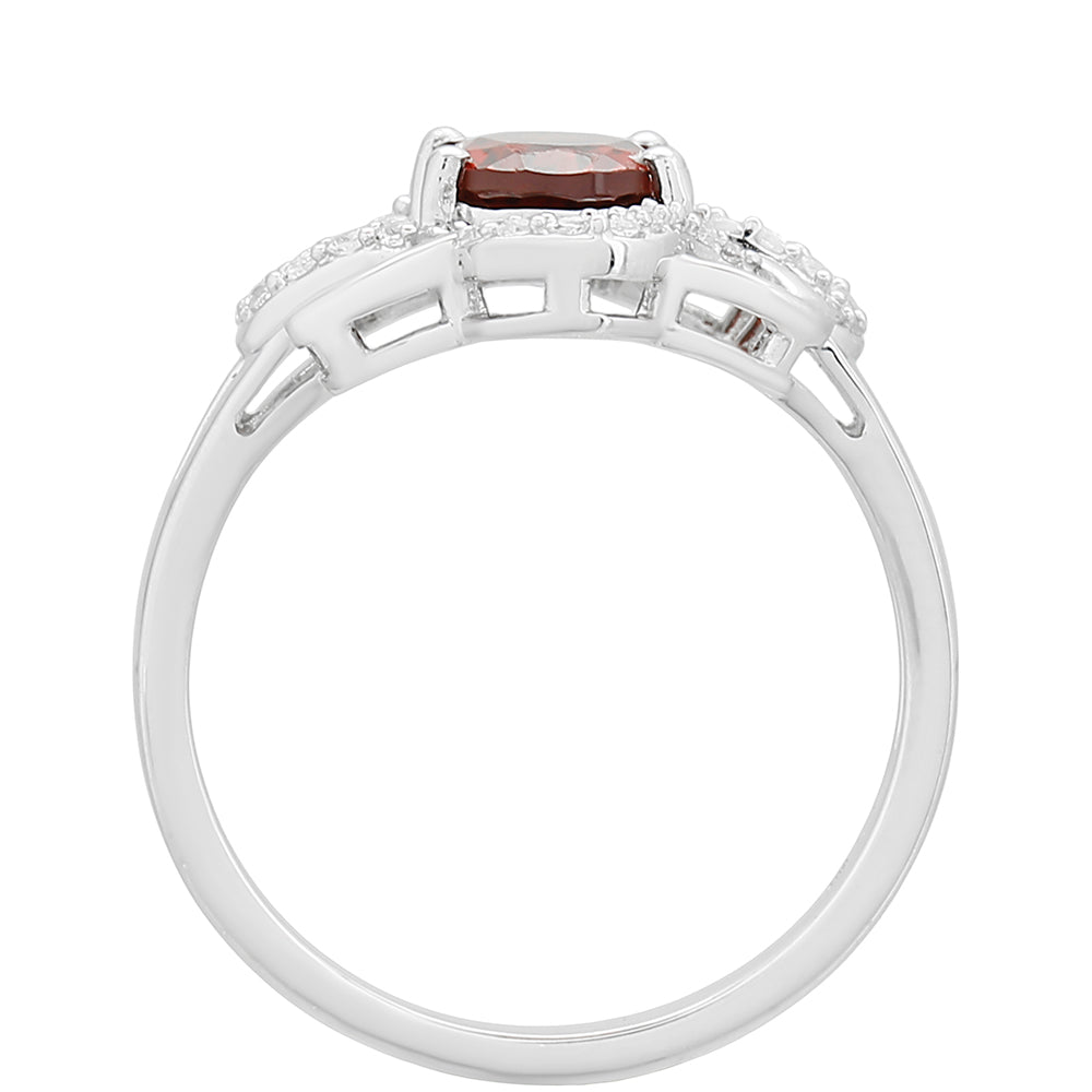 Strieborný Prsteň s Granátom a Bielym Topásom