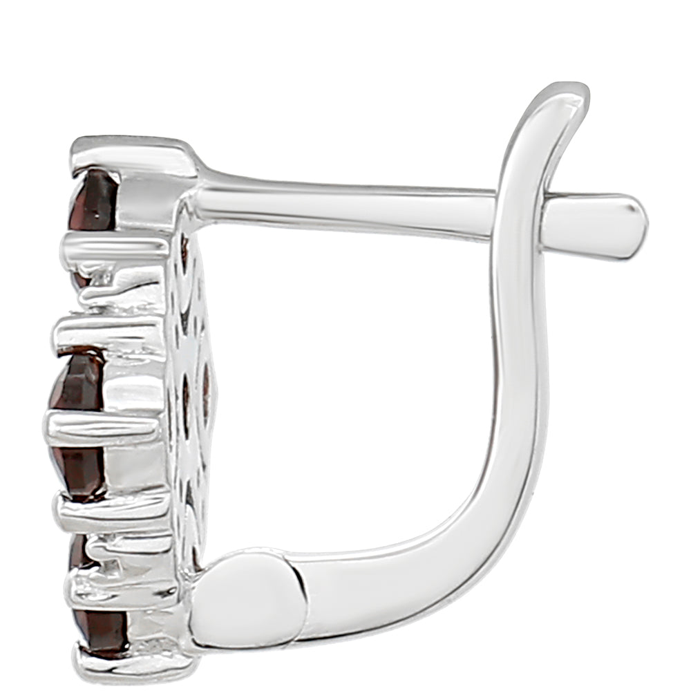 Strieborné Náušnice s Granátom a Bielym Topásom