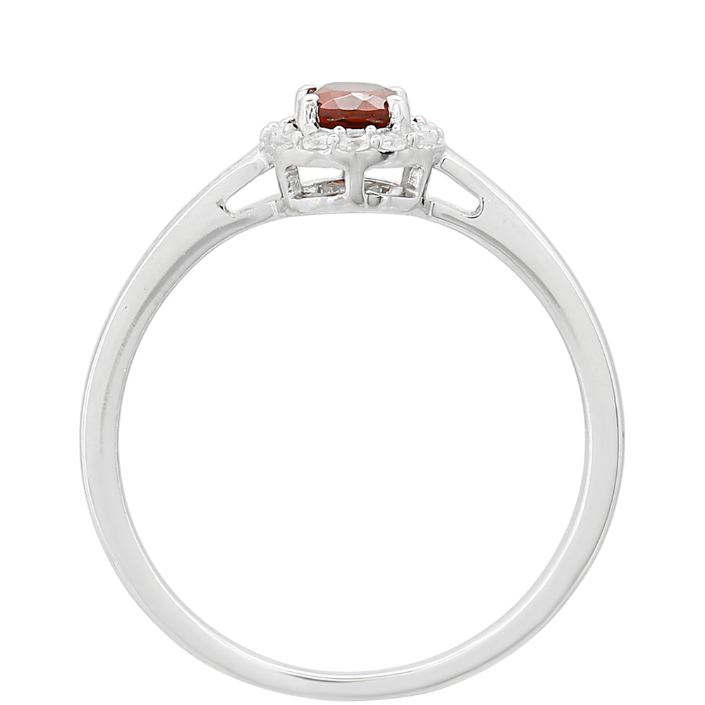 Strieborný Prsteň s Granátom a Bielym Topásom