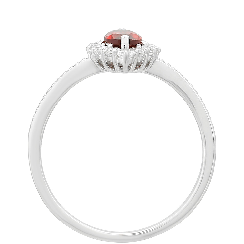 Strieborný Prsteň s Granátom a Bielym Topásom