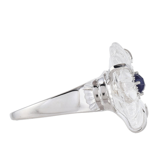 Strieborný Prsteň s Thajským Zafírom a Krištáľovým Kremeňom