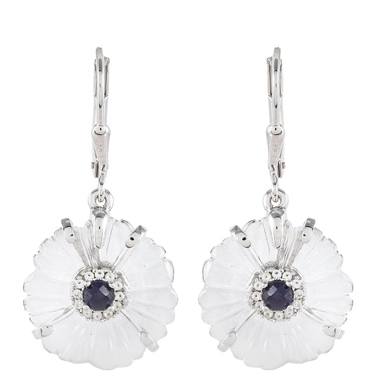 Strieborné Náušnice s Thajským Zafírom a Krištáľovým Kremeňom