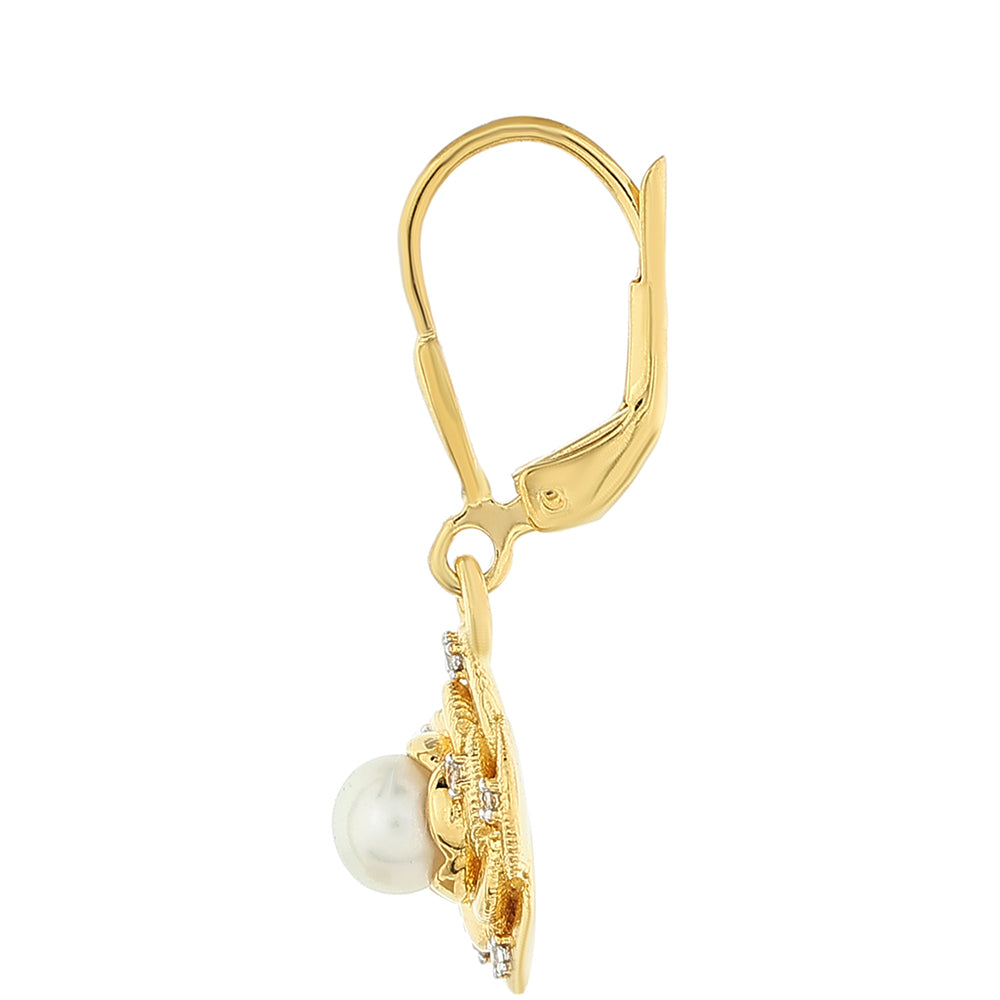 Pozlátené Strieborné Náušnice s Barokovou Sladkovodnou Kultivovanou Perlou a Bielym Topásom