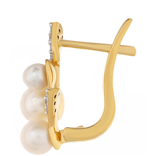Pozlátené Strieborné Náušnice s Barokovou Sladkovodnou Kultivovanou Perlou a Bielym Topásom