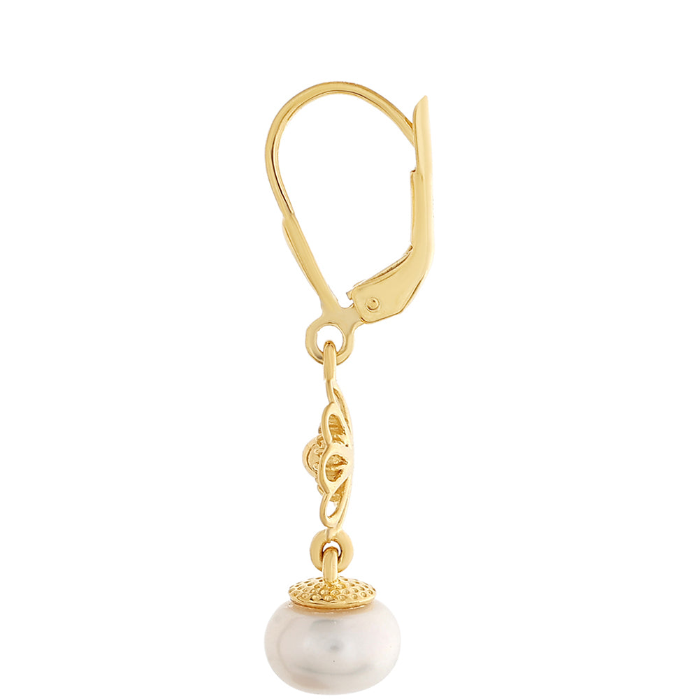 Pozlátené Strieborné Náušnice s Barokovou Sladkovodnou Kultivovanou Perlou