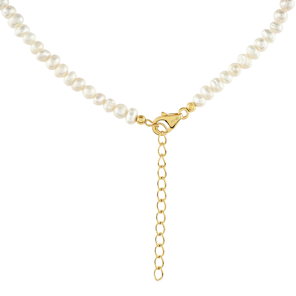 Pozlátený Strieborný Náhrdelník s Barokovou Sladkovodnou Kultivovanou Perlou