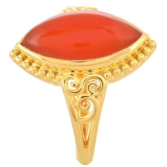 Pozlátený Strieborný Prsteň s Karneolom