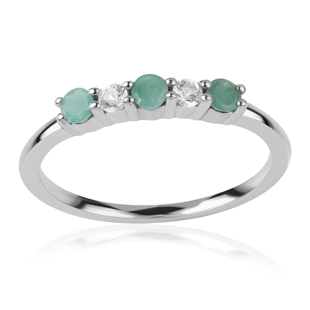 Strieborný Prsteň s Brazílskym Smaragdom a Bielym Topásom