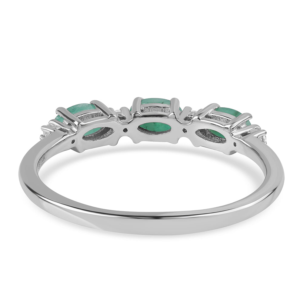 Strieborný Prsteň s Brazílskym Smaragdom a Bielym Topásom