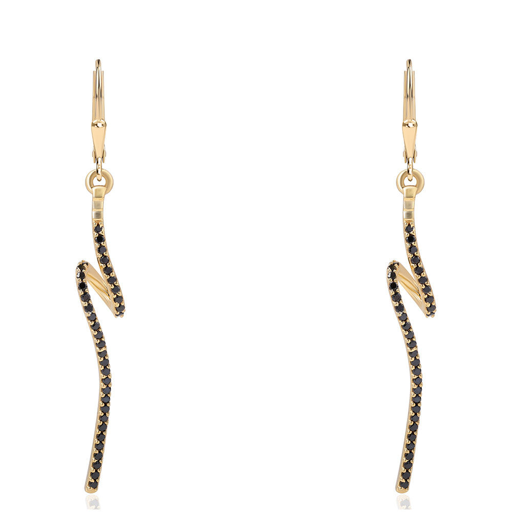 Pozlátené Strieborné Náušnice s Čiernym Spinelom