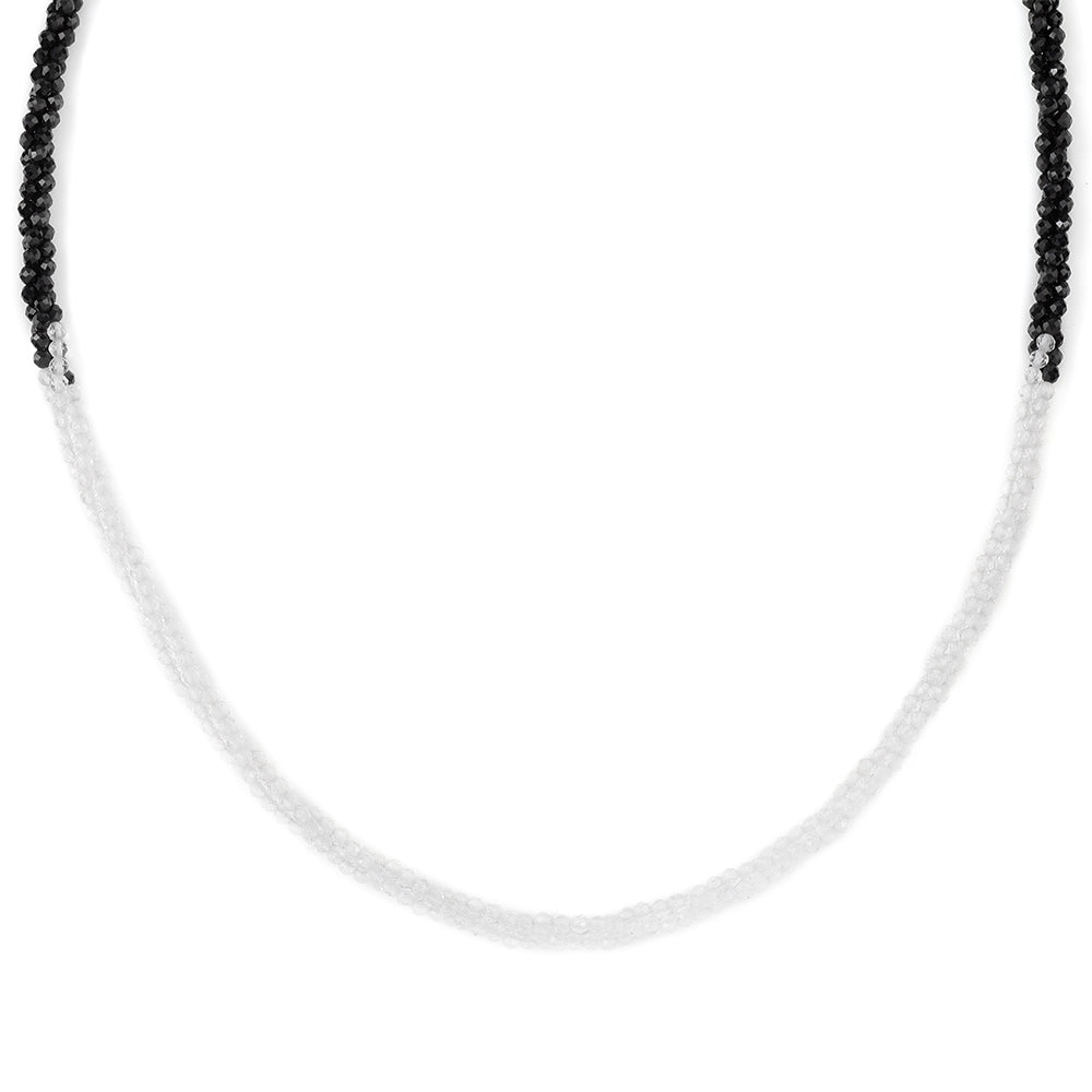 Pozlátený Strieborný Náhrdelník s Čiernym Spinelom a Bielym Topásom