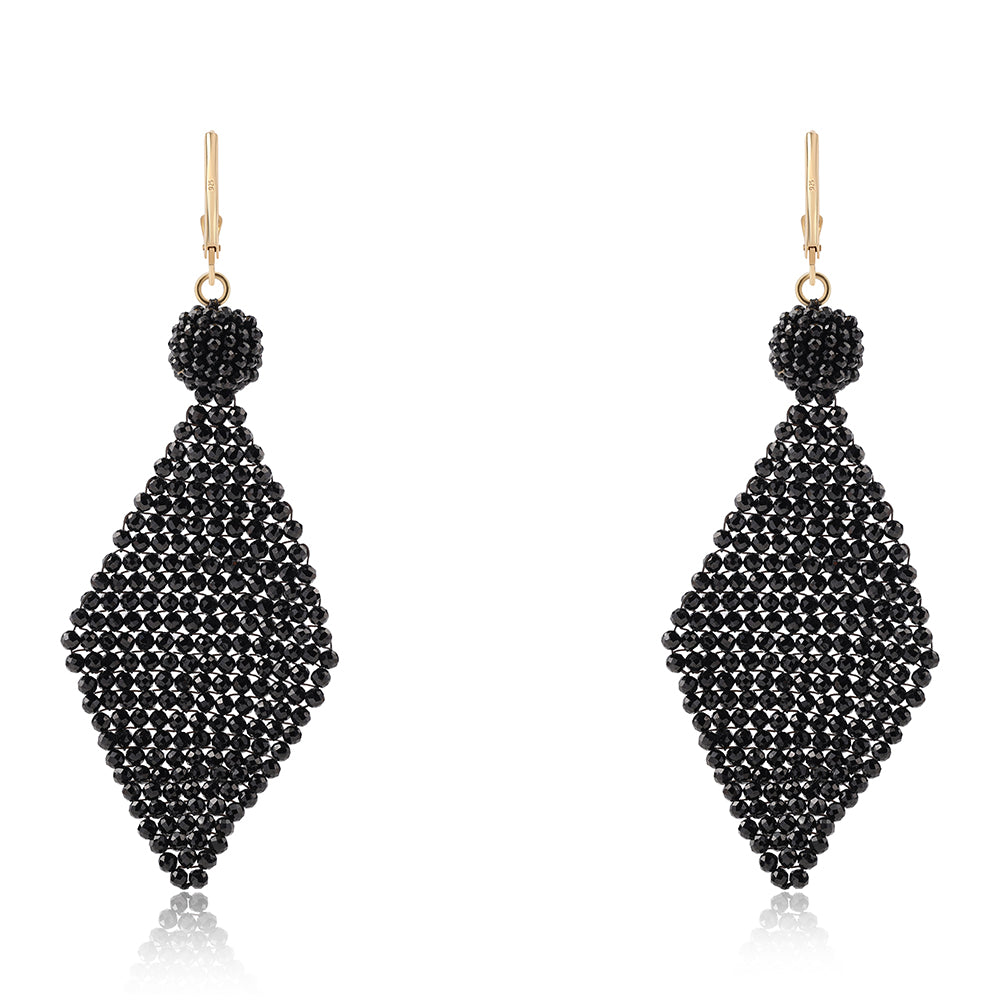 Pozlátené Strieborné Náušnice s Čiernym Spinelom