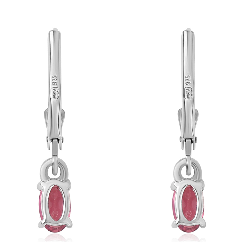 Strieborné Náušnice s Rubellitom z Cruzeira