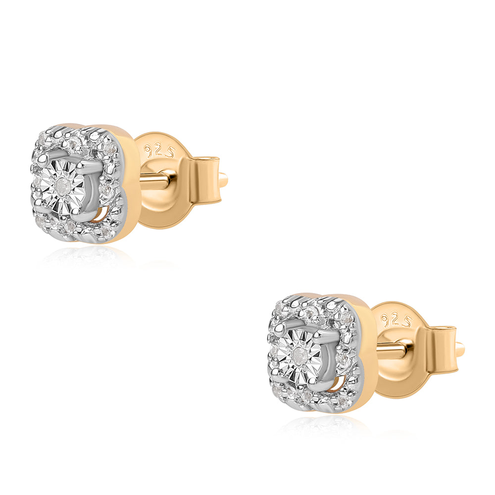 Pozlátené Strieborné Sada s Bielym Diamantom a Bielym Topásom ( Náušnice+Prsteň +Prívesok )