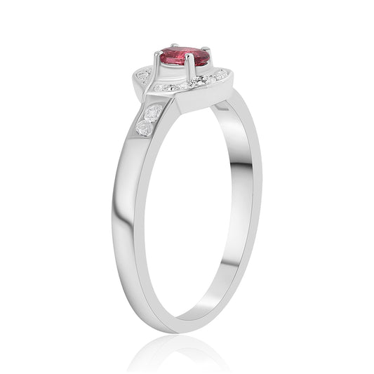 Strieborný Prsteň s Rubellitom z Cruzeira a Bielym Topásom