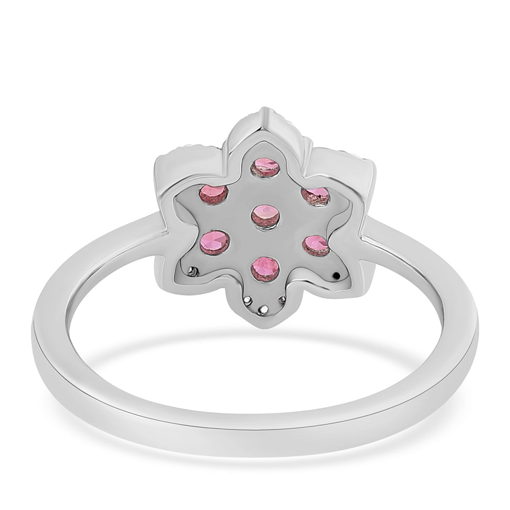 Strieborný Prsteň s Rubellitom z Cruzeira a Bielym Topásom