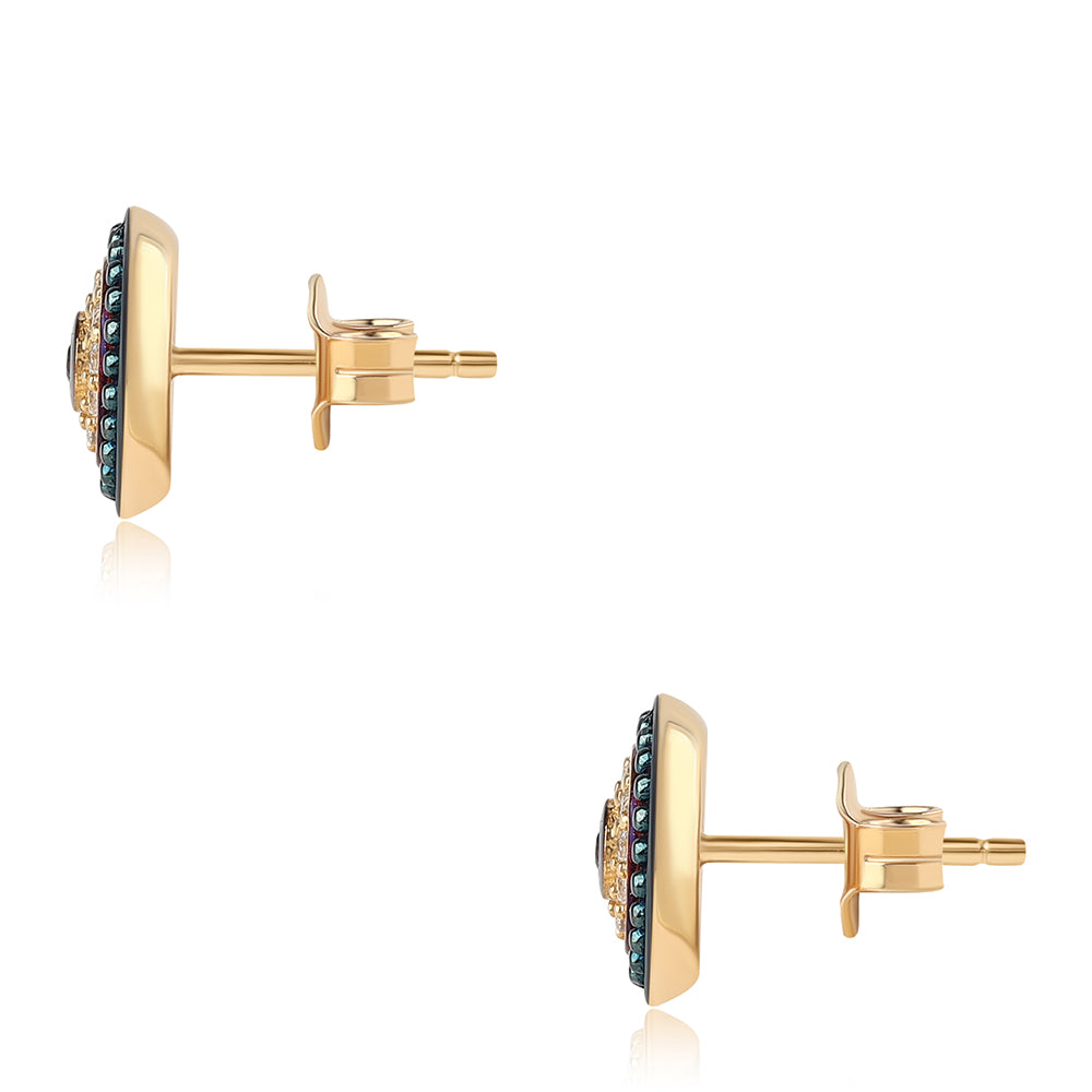 Pozlátené Strieborné Náušnice s Bartonským Granátom a Bielym Topásom