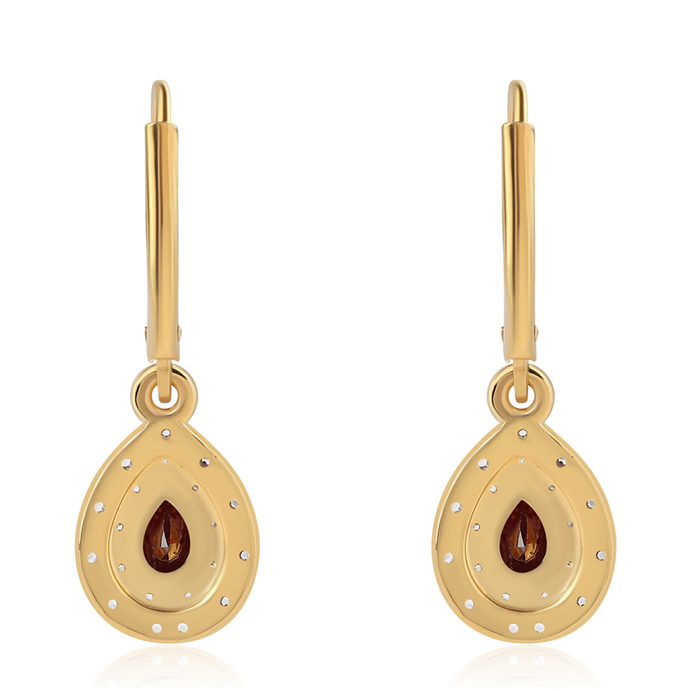 Pozlátené Strieborné Náušnice s Bartonským Granátom a Bielym Topásom