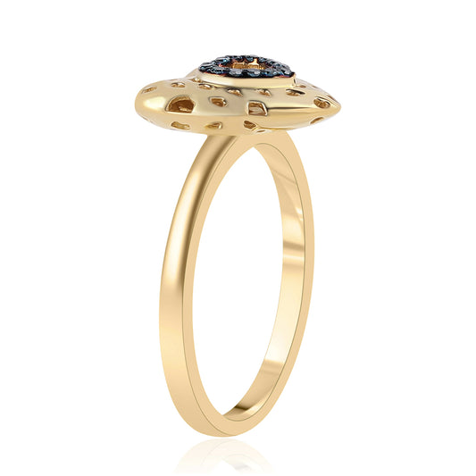 Pozlátený Strieborný Prsteň s Modrým Diamantom