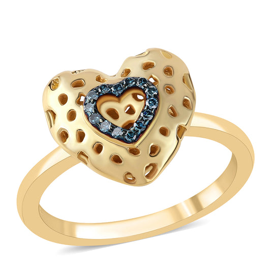 Pozlátený Strieborný Prsteň s Modrým Diamantom