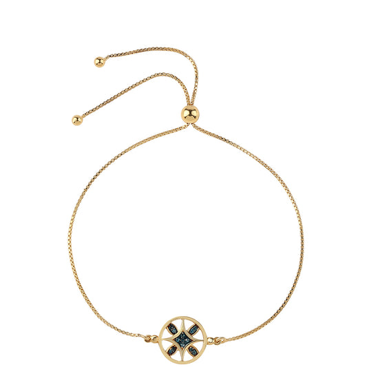 Pozlátený Strieborný Náramok s Modrým Diamantom