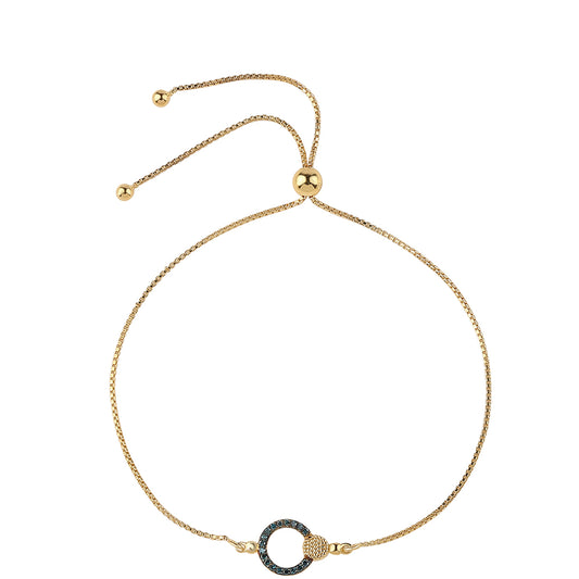 Pozlátený Strieborný Náramok s Modrým Diamantom