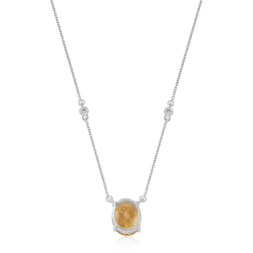 Strieborný Náhrdelník s Citrínom a Bielym Topásom