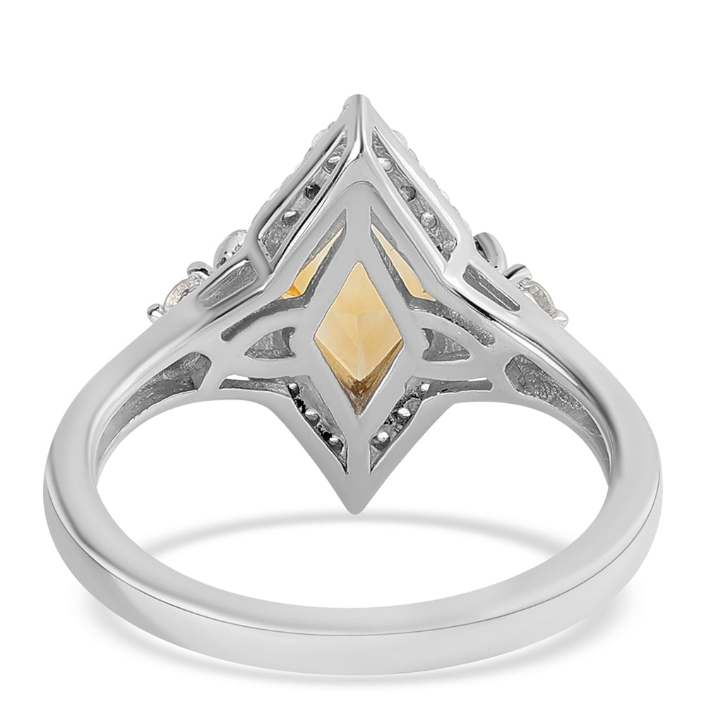 Strieborný Prsteň s Citrínom a Bielym Topásom