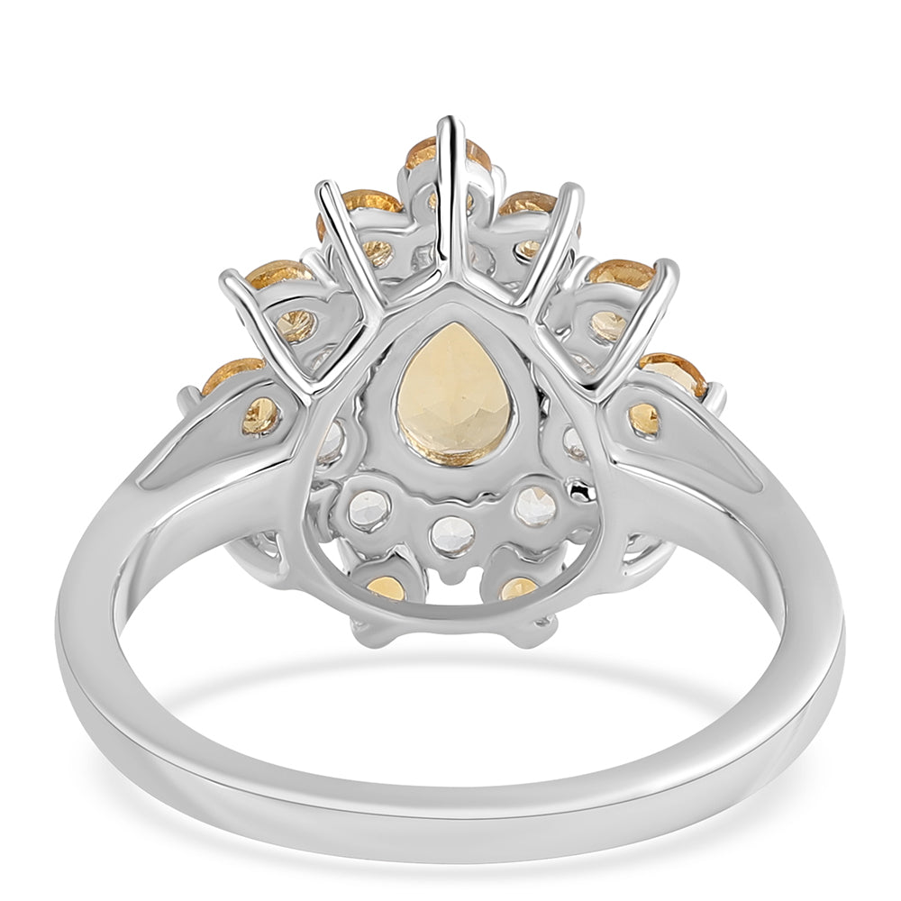 Strieborný Prsteň s Citrínom a Bielym Topásom