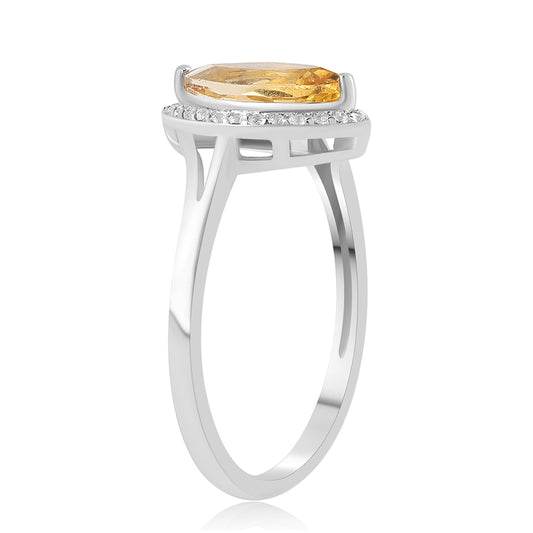 Strieborný Prsteň s Citrínom a Bielym Topásom