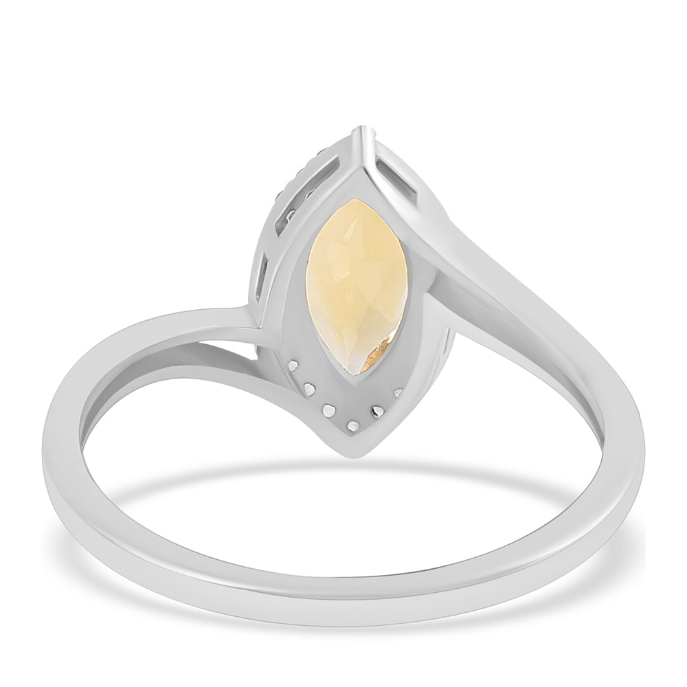 Strieborný Prsteň s Citrínom a Bielym Topásom
