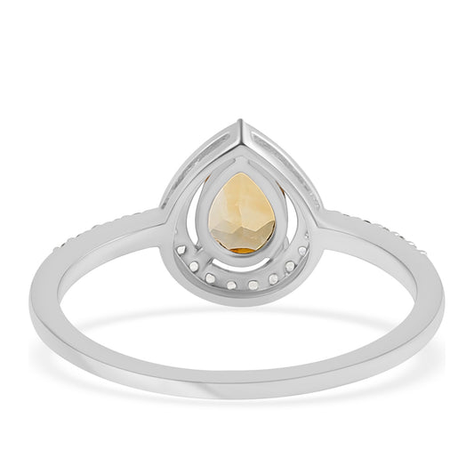 Strieborný Prsteň s Citrínom a Bielym Topásom