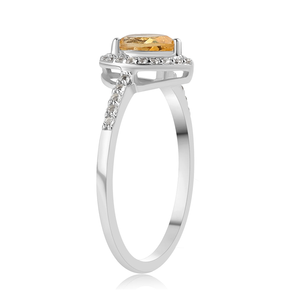 Strieborný Prsteň s Citrínom a Bielym Topásom