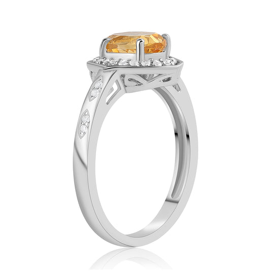 Strieborný Prsteň s Citrínom a Bielym Topásom