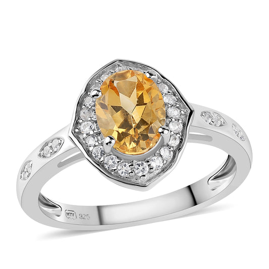 Strieborný Prsteň s Citrínom a Bielym Topásom