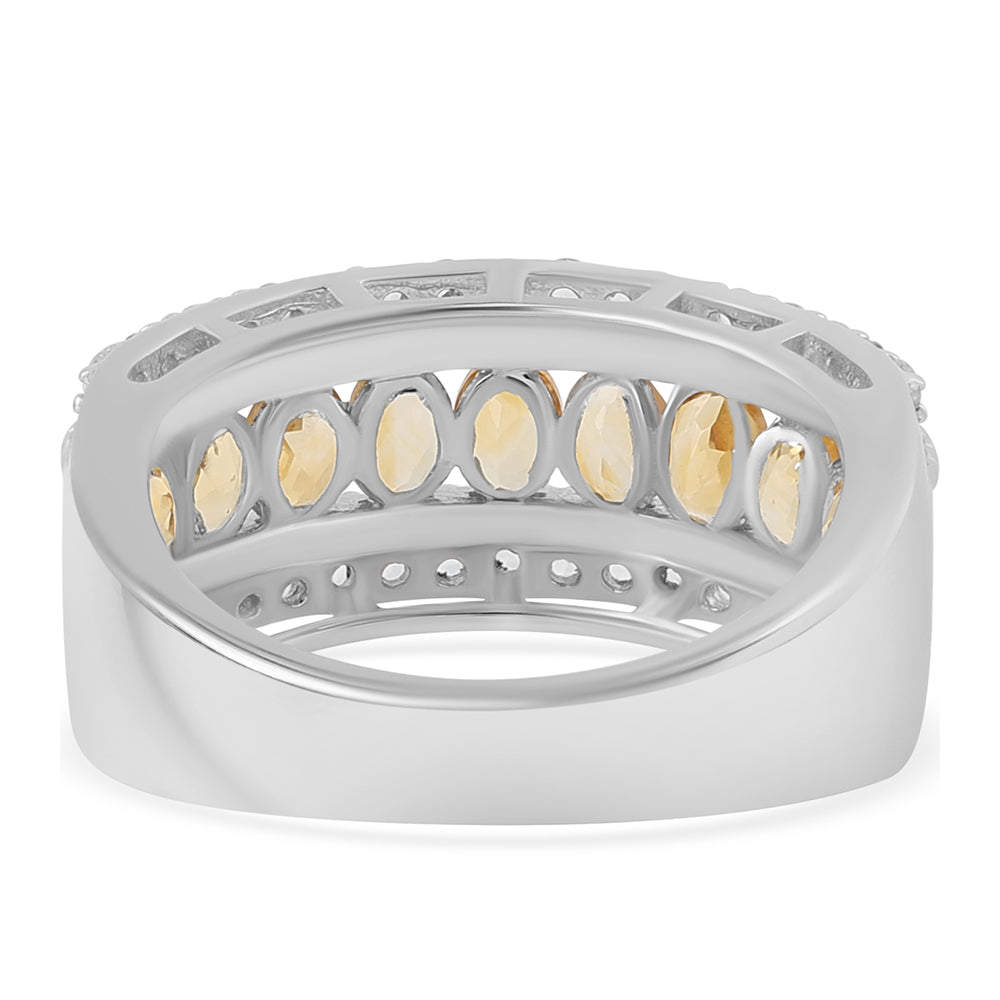 Strieborný Prsteň s Citrínom a Bielym Topásom